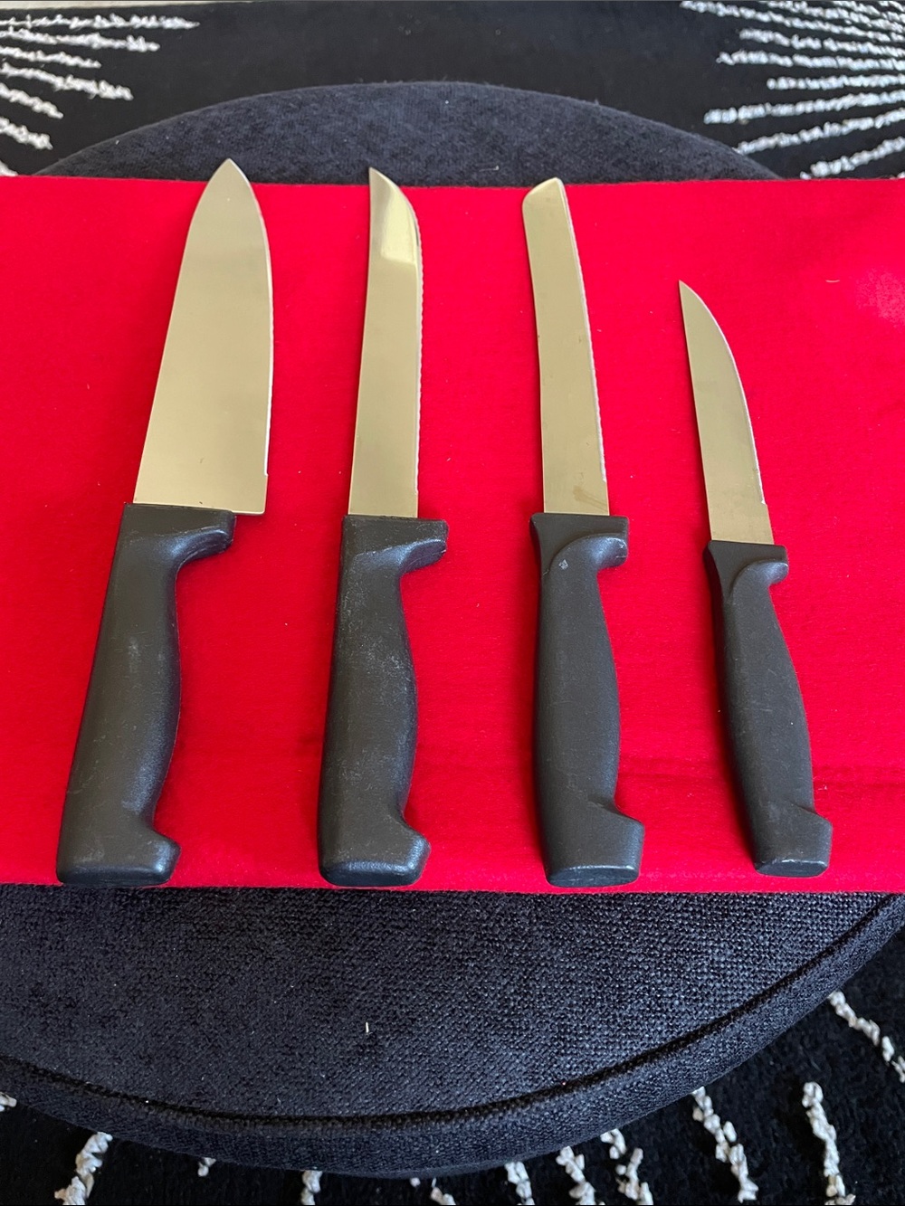 4-Piece Kitchen Knife Set with Black Handles and Stainless Blades